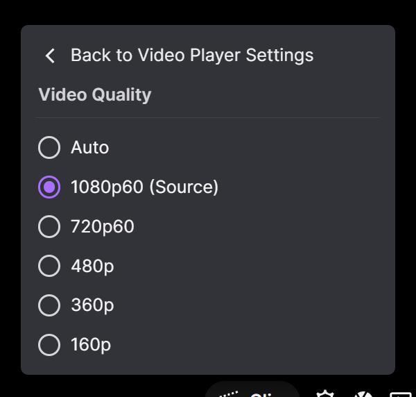 Twitch player quality staying at source after the tab loses focus