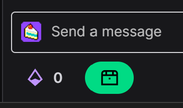 The Twitch bonus channel-points chest button near the chat input box